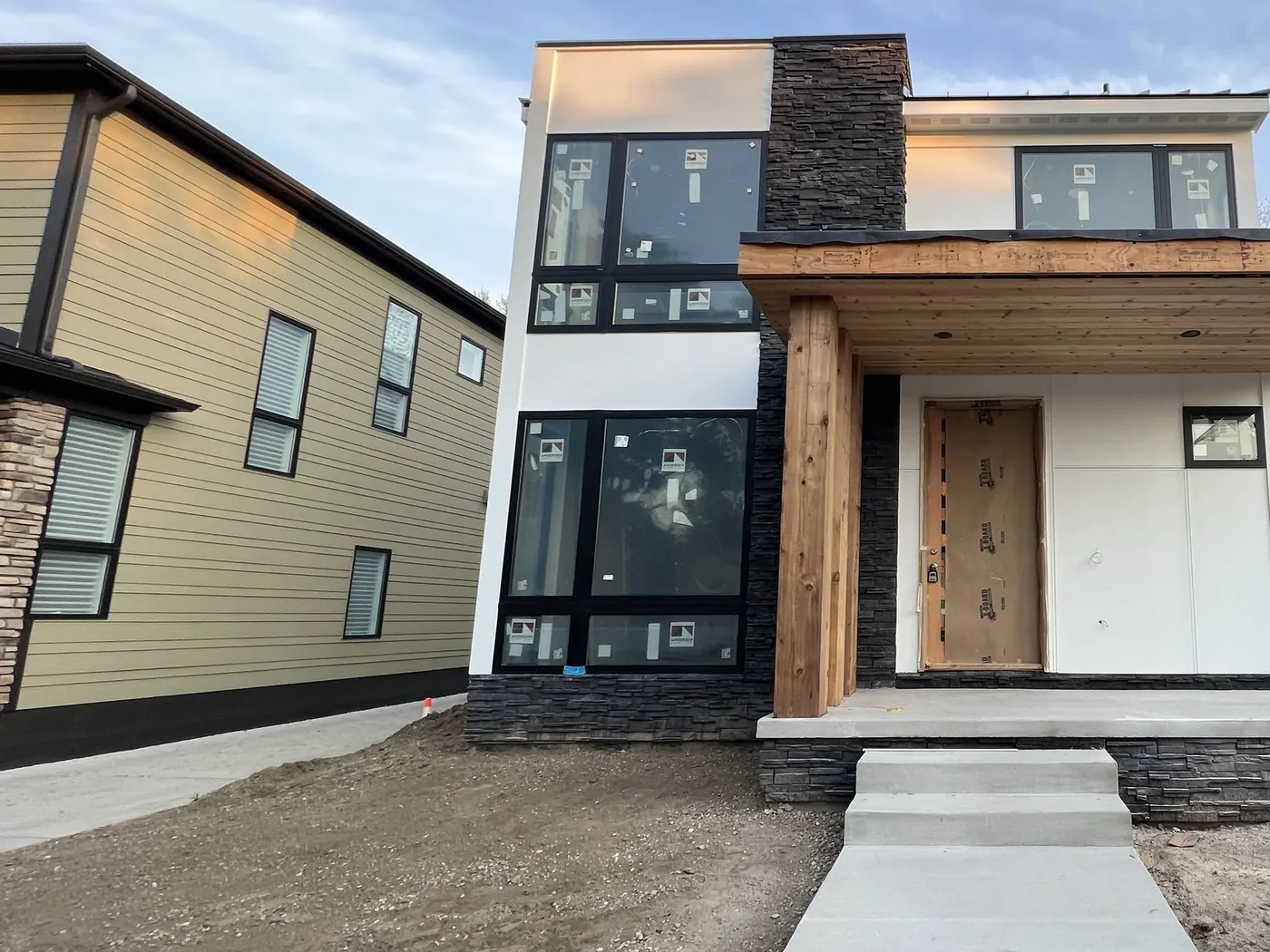 Modern home with stone accents